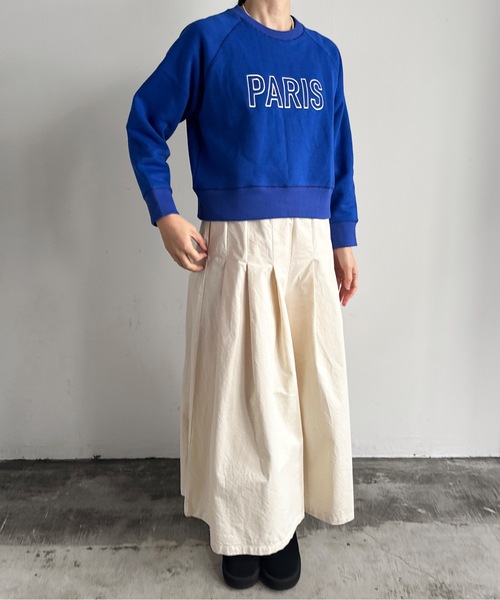 トレーナー スウェット SF:denicher/ デニシェ 裏起毛 スウェット PARIS刺繍 プルオーバー トレーナー レディース