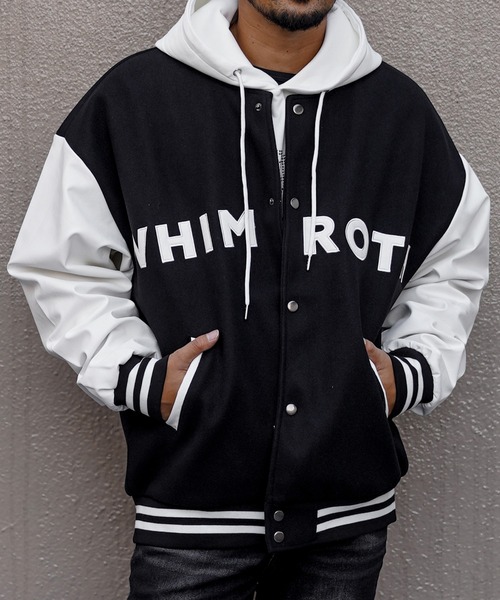 アダムスジャグラースタジャン 黒白 刺繍ロゴ アダムスジャグラースタジャン 黒白 刺繍ロゴ アダムスジャグラー