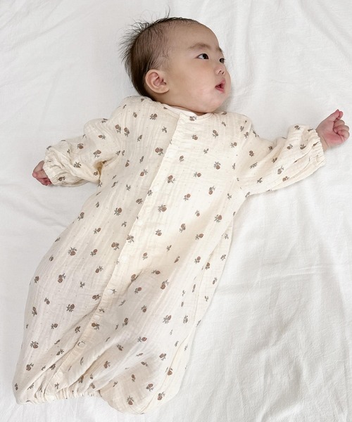 #106 ロンパース PUPPAPUPO ベビー服 ロンパース 2way カバーオール ダブルガーゼ