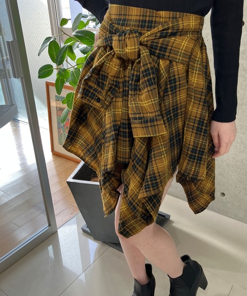 GLAMOROUS JANE スカート チェック柄シャツ風ミニスカート