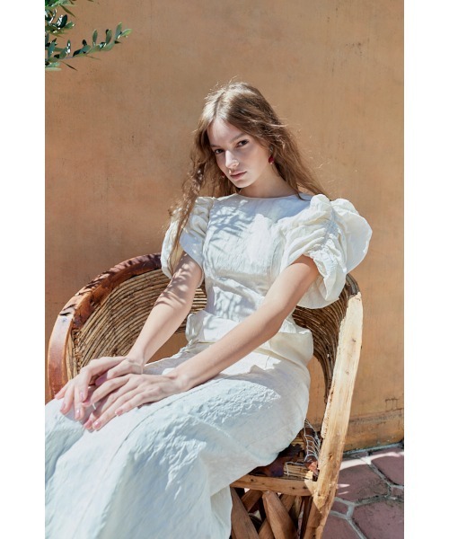 Estella.K ワンピース 半袖 Butterfly Jacquard Midi Dress ジャガード