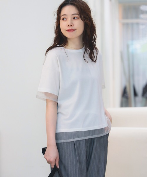 BEAMS HEART tシャツ 「4色展開」チュール レイヤード Tシャツ