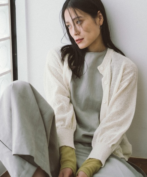 Audrey and John Wad カーディガン 和紙混ホールガーメント9分袖