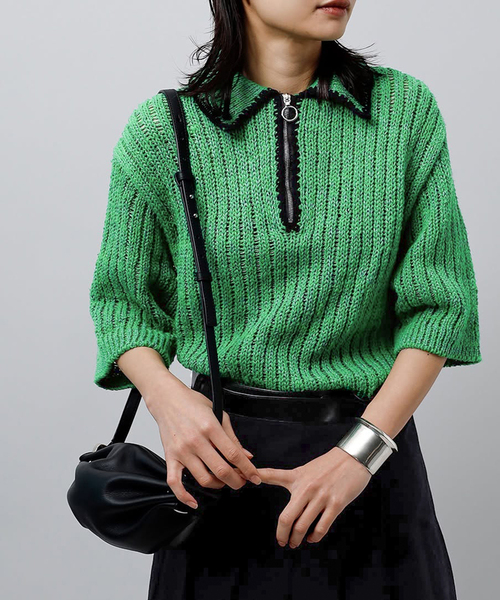 JANE SMITH/ジェーンスミス】DAMAGE COTTON KNIT CREW NECK
