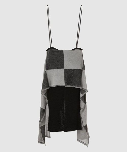 ドレス BLOCK CHECKED SCALF DRESS