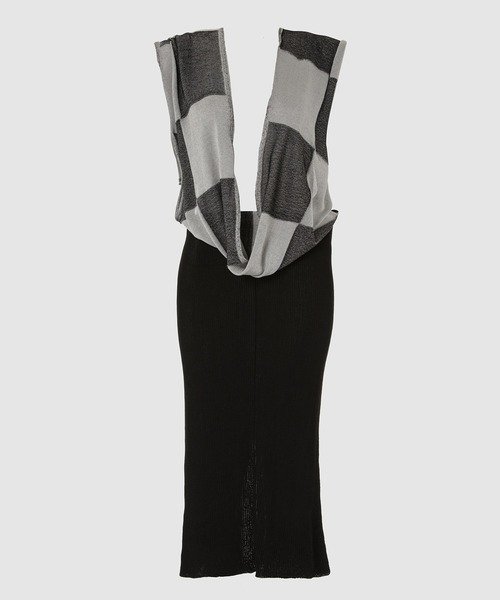 ドレス BLOCK CHECKED SCALF DRESS_3