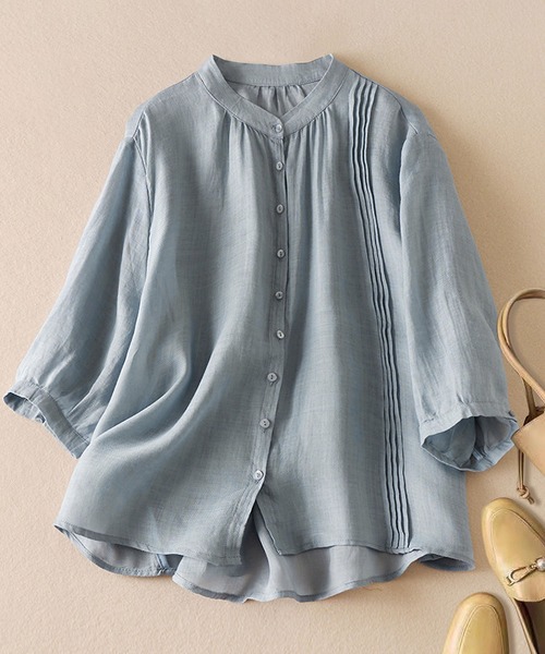 BLANC FICELLE ブラウス シャツ アシンメトリーピンタックブラウス