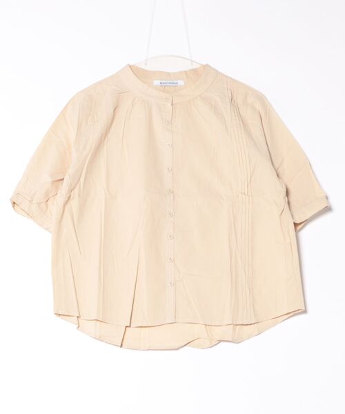 BLANC FICELLE ブラウス シャツ 5分袖 スタンドカラー シャツ