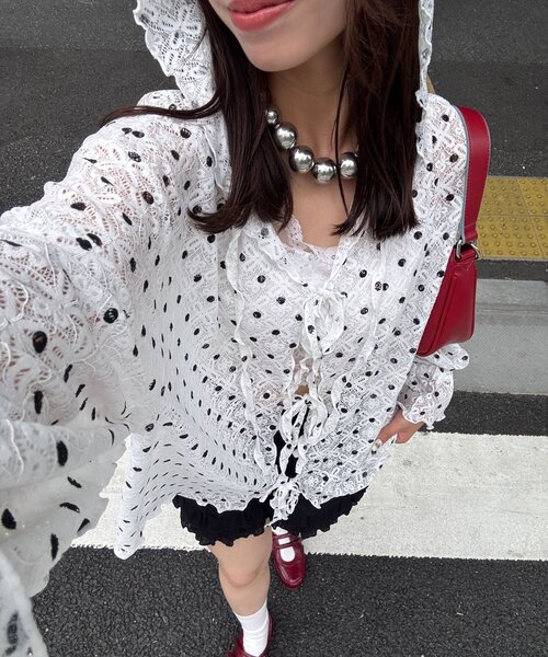 CIAOPANIC（チャオパニック） tシャツ レースメローフーディートップス