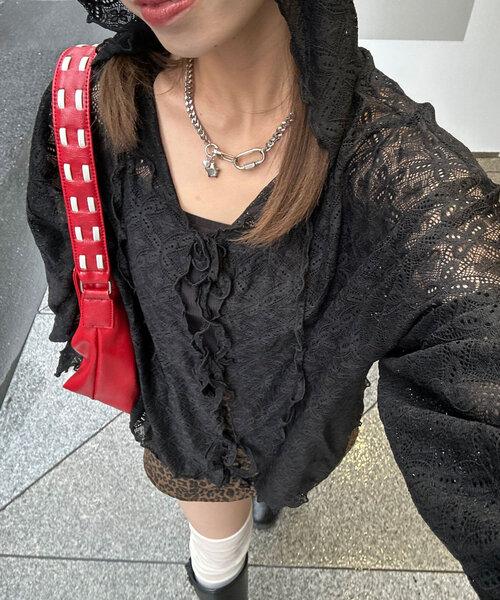 CIAOPANIC tシャツ レースメローフーディートップス レディース