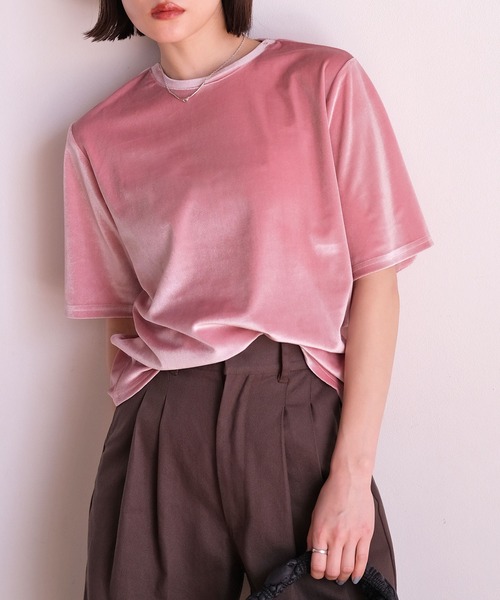 tシャツ ベロアTシャツ レディース
