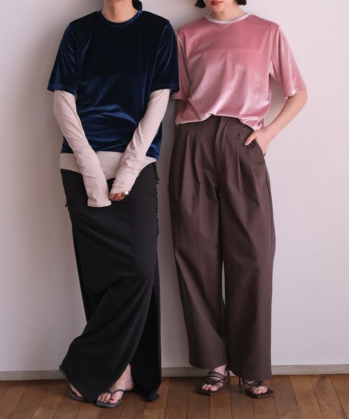 akte ベロアトップス AKTE（アクテ）の「ポイントスリーブハイネックベロアトップス