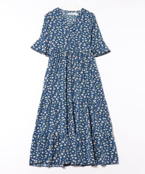 BLANC FICELLE ワンピース シフォン Vネック ワンピース