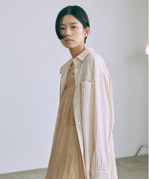 ブラウス シャツ Stripe Over Shirts レディース