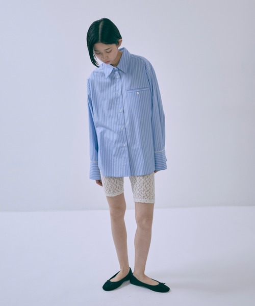 シャツ/ブラウス(長袖/七分) TODAYFUL stripe over shirt cream TODAYFUL（トゥデイフル）の「TODAYFUL(トゥデイフル) 