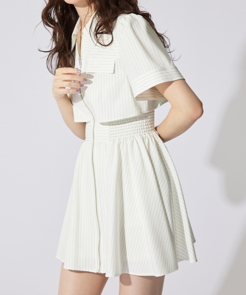 rienda ワンピース バストフレアミニワンピース 半袖 夏服