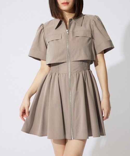 rienda バストフレアワンピース 半袖 夏服 M rienda ワンピース 「AKB48 千葉恵里さん着用」バストフレア