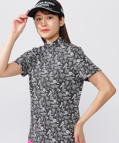 tシャツ 「MASTER BUNNY EDITION」「15周年」モチーフ柄36Gジャガード半袖ハイネックカットソー レディース