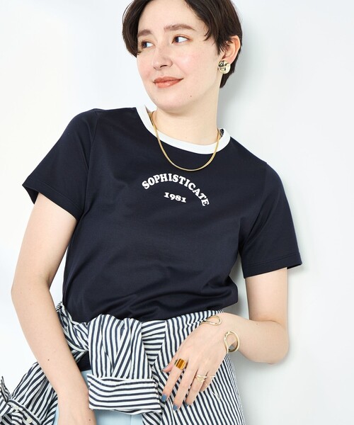 NOLLEY'S Sophi tシャツ シルケット天竺衿配色ロゴTシャツ