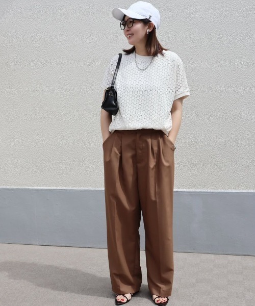 ikka tシャツ アイレットレースプルオーバー レディース