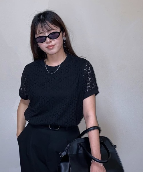 ikka（イッカ） tシャツ アイレットレースプルオーバー レディース