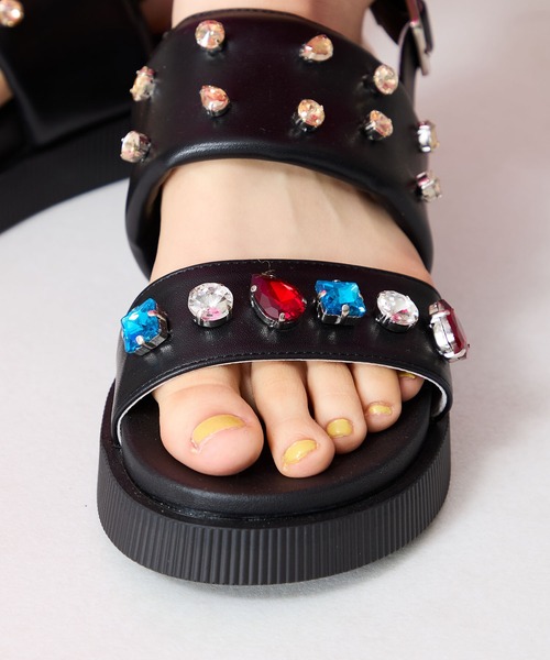 【25P/カラフルなビジュー★】CHANEL ビーチサンダル ラムスキン カラフルビジューベルトサンダル/56220 – ORIENTALTRAFFIC