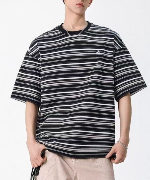 FreeZone tシャツ マルチボーダーオーバーサイズTシャツ メンズ