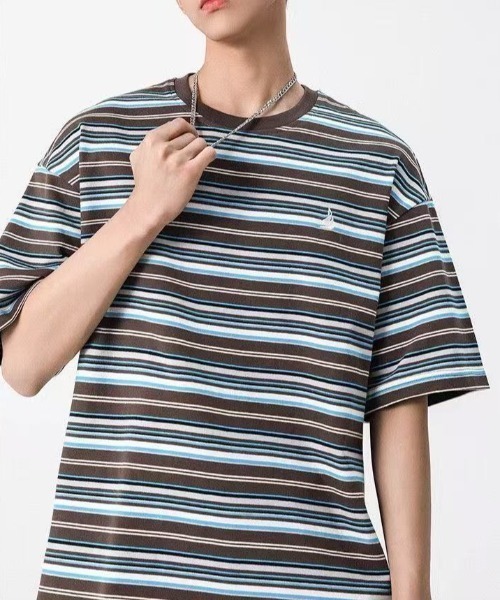 FreeZone tシャツ マルチボーダーオーバーサイズTシャツ メンズ
