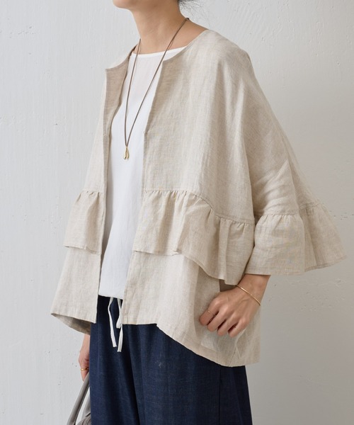 「BEARDSLEY」 7分袖ブラウス FREE ベージュ レディース