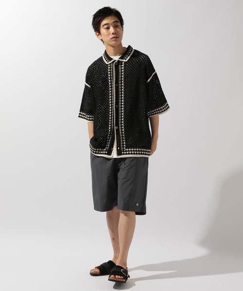 【michitora新品未開封】niko and ... クロシェ niko and… シャツ クロシェ編みラインニットシャツ メンズ