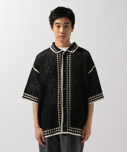 【michitora新品未開封】niko and ... クロシェ niko and… シャツ クロシェ編みラインニットシャツ メンズ