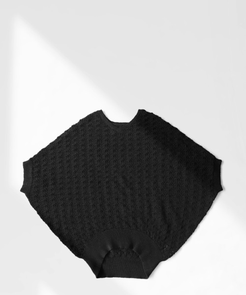 「antiqua」 「patterntorso」ドルマンスリーブニット FREE ブラック レディース_画像4