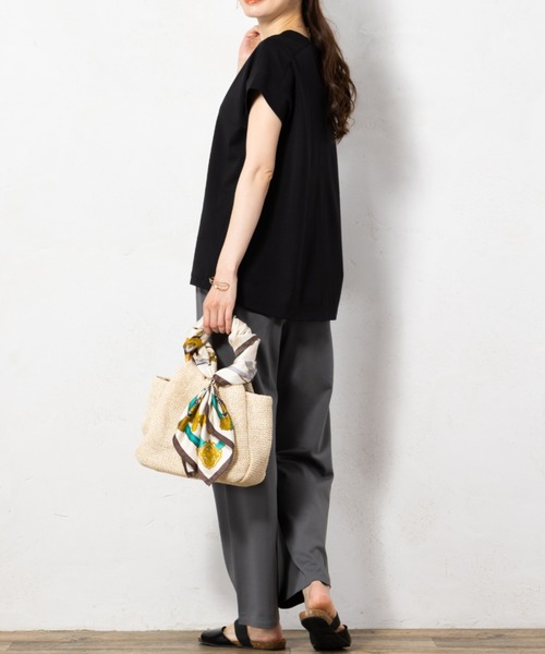 「aunt lily」 「zelal」半袖カットソー L ブルー レディース