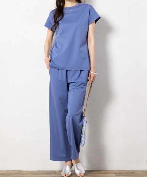 「aunt lily」 「zelal」半袖カットソー L ブルー レディース