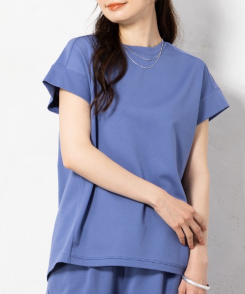 「aunt lily」 「zelal」半袖カットソー L ブルー レディース