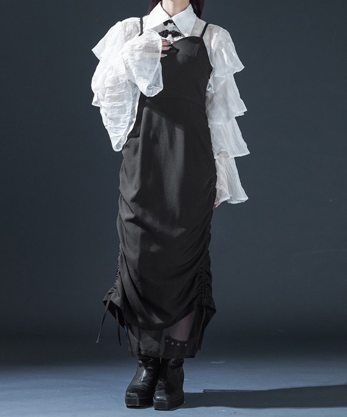 Ellno de Mavie ワンピース Tシャツ ラメ ホワイト 白 F Ellno de Mavie ワンピース 2wayドロストキャミワンピース