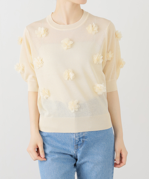 ニット セーター TORRAZZO DONNA別注フラワーモチーフニット レディース La TOTALITE ニット セーター 「洗える」TORRAZZO DONNA