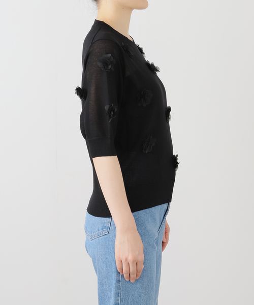 ニット セーター TORRAZZO DONNA別注フラワーモチーフニット レディース 洗える】TORRAZZO DONNA/トラッゾドンナ フラワーモチーフニット