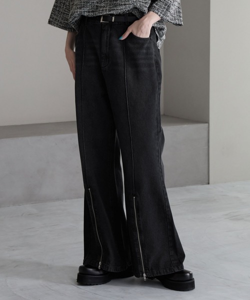 「cussil」 加工ブーツカットデニムパンツ X-SMALL ブルー メンズ
