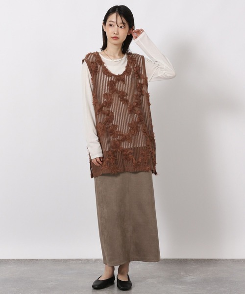 【25SS】Villd チュール 刺繍 ジレ ベスト LAKOLE（ラコレ） ベスト ジレ コード刺繍レースベスト / 588021