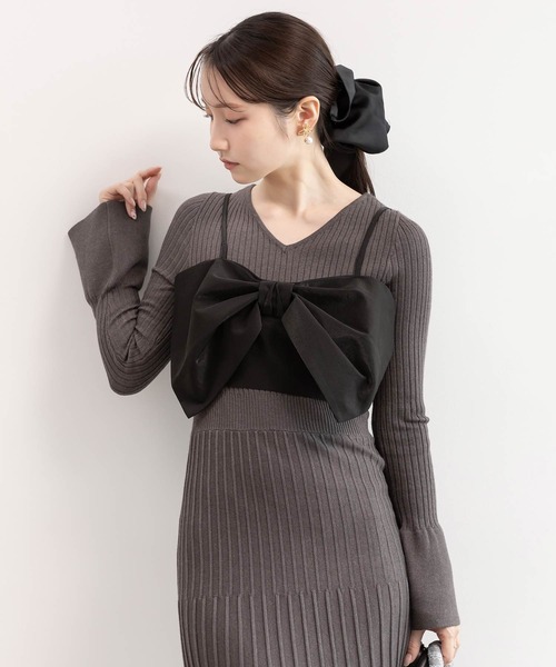 ランダ（RANDA）/＜25秋冬新作＞マルチウェイリボンビスチェセットニットワンピース RANDA（ランダ） ワンピース マルチウェイリボンビスチェセットニット