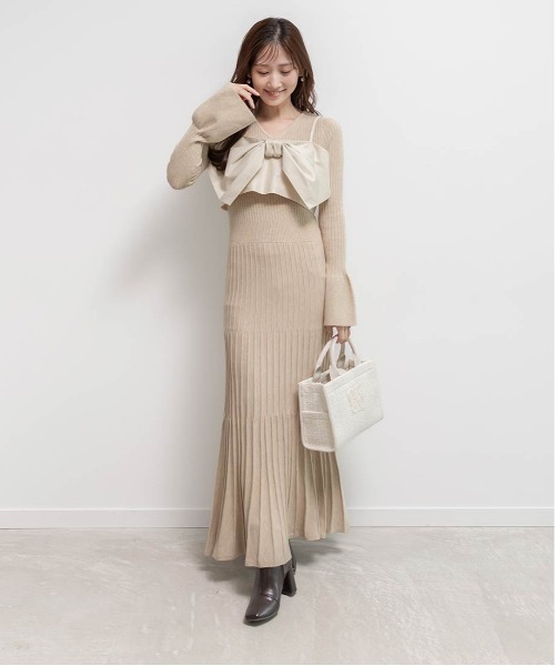 RANDA マルチウェイリボンビスチェセットニットワンピース ランダ RANDA ☆ マルチウェイリボンビスチェセットニットワンピース