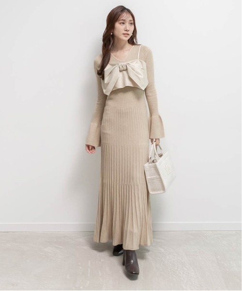 RANDA マルチウェイリボンビスチェセットニットワンピース RANDA（ランダ） ワンピース マルチウェイリボンビスチェセットニット