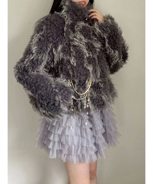 dazzlin（ダズリン） ブルゾン アウター パールチェーンエコファー