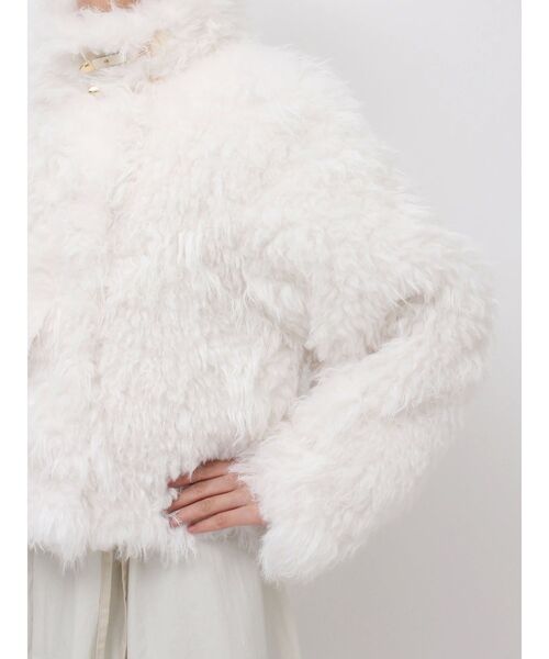 【ネット完売品】dazzlin パールチェーンエコファーブルゾン オフホワイト dazzlin（ダズリン） ブルゾン アウター パールチェーンエコファー