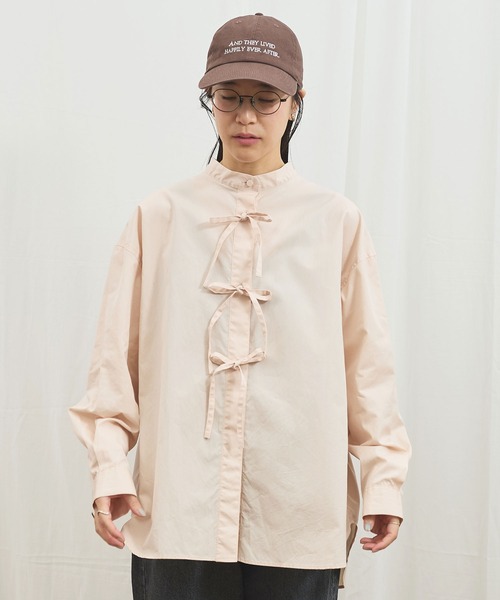 fig London（フィグロンドン） ブラウス シャツ _ribbon long shirt