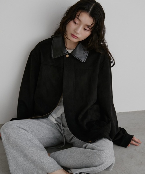 Aunt Marie's ステンカラーコート コート レザーカラーフェイク