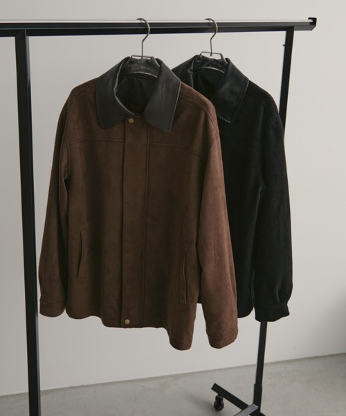 Aunt Marie's ステンカラーコート コート レザーカラーフェイク