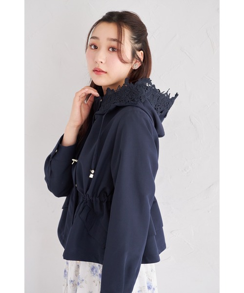 tocca トッカ ☆ 洗える マウンテンパーカー ブルゾン ネイビー 6 tocco closet（トッコ クローゼット） パーカー バックフリル付き