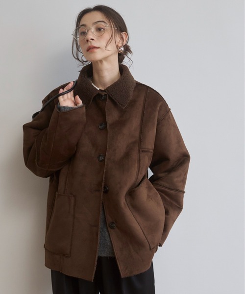 ANGIE ムートンコート ボアコート フェイクムートンジャケット